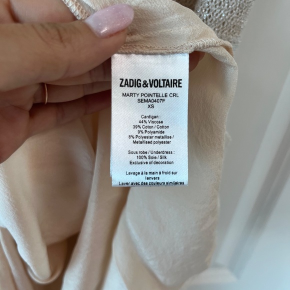 Zadig & Voltaire Marty Pointelle Knit Dress w/ 100% Silk Slip – XS - Picture 11 of 12